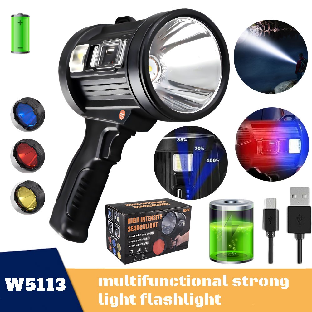 1-4PACK Solar Spotlight Flashlight Handheld Flashlight Hunting Lamp Rechargeable