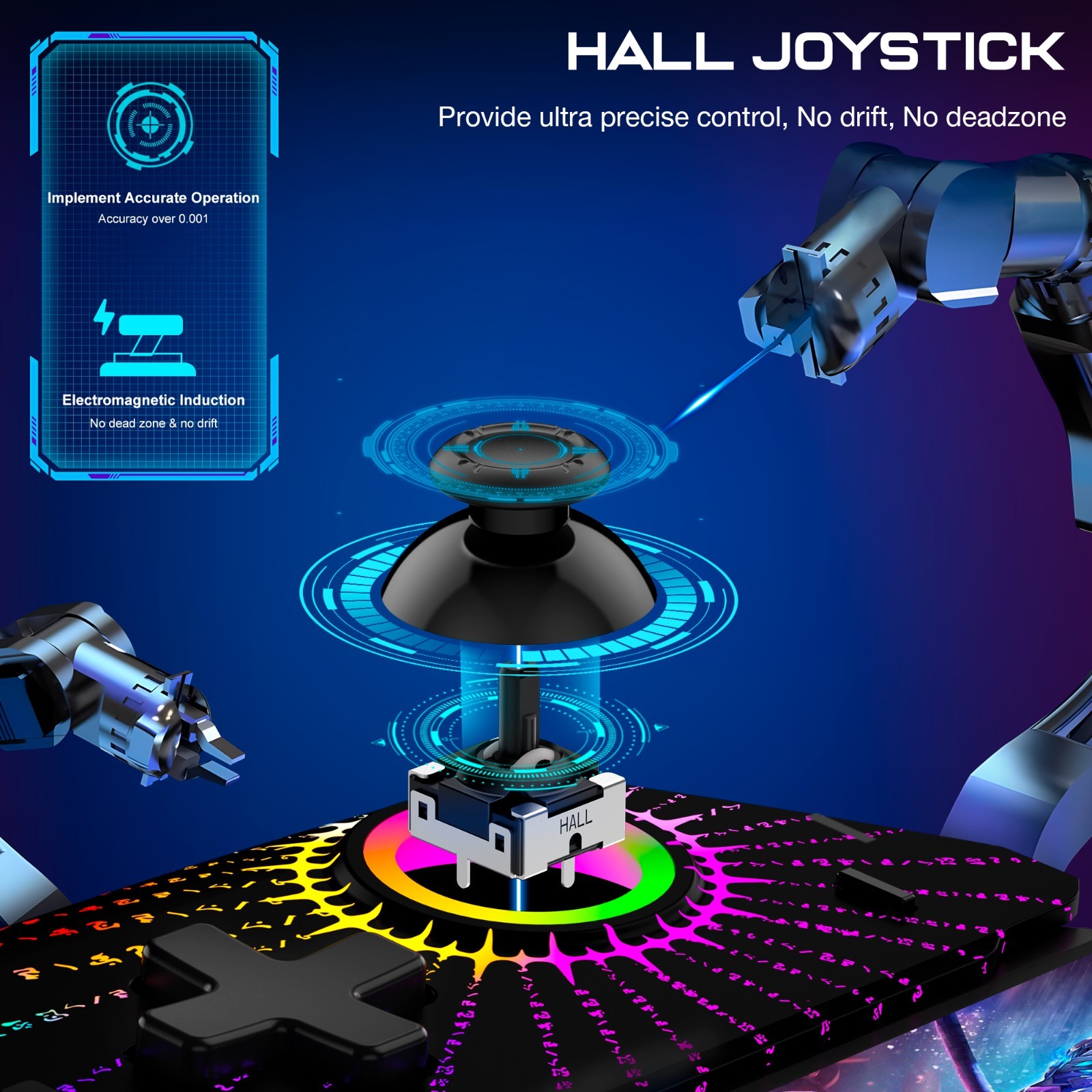 Switch Pro Controller for Switch/OLED, Handheld Grip with Hall Effect Joystick