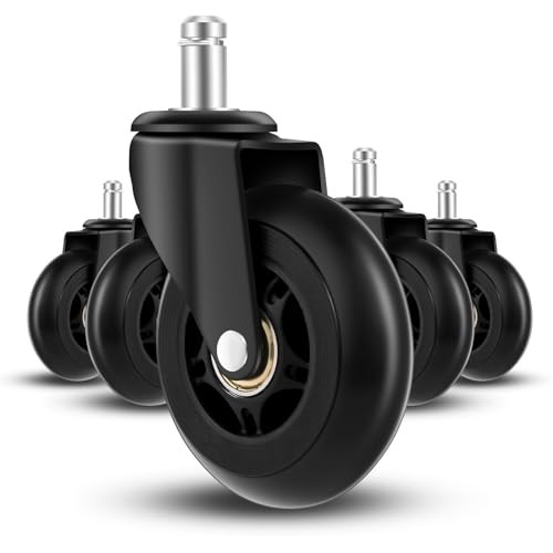 Office Chair Wheels Replacement, 3 Inch Heavy Duty PU Chair Casters