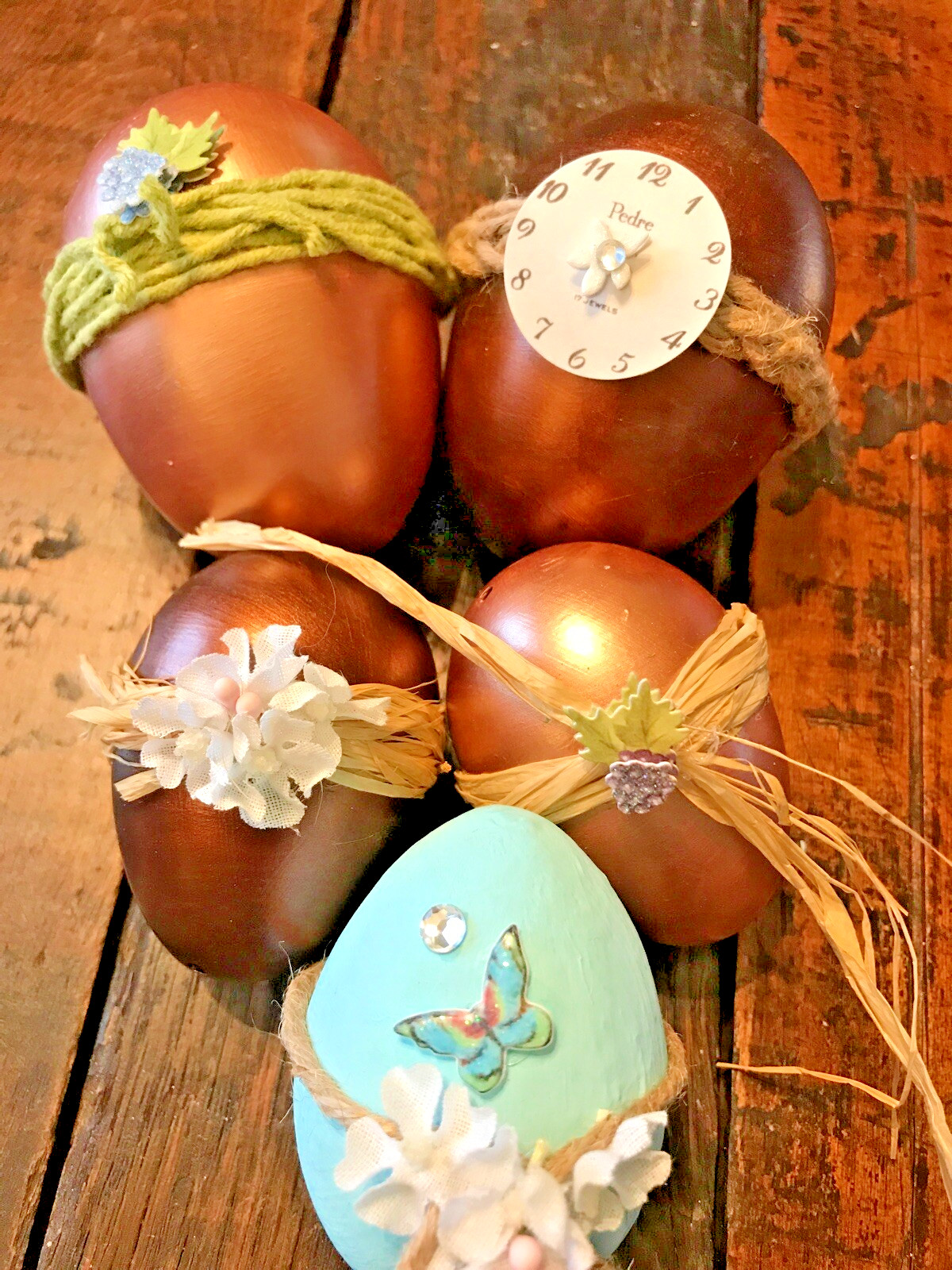 Easter Eggs All Different Decor Painted And Embellished Set of 5