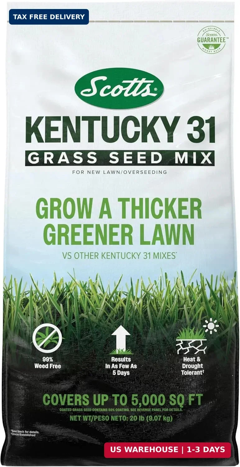 Scotts Kentucky 31 Grass Seed Mix - Premium Lawn Grass Seed, Covers Up to 5,000