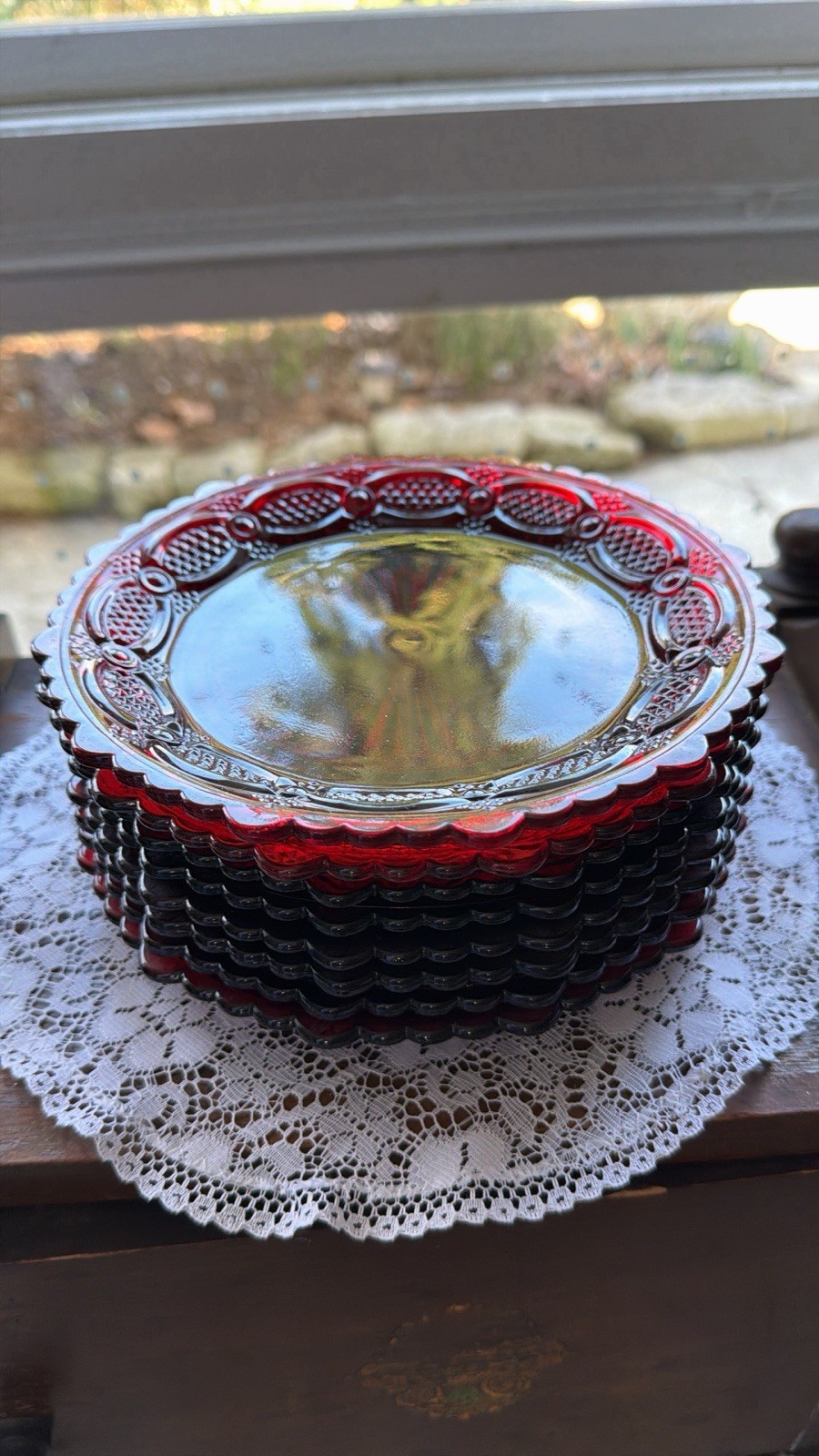 Small Vintage Avon Ruby Red Glass Cape Cod 7” Plate
