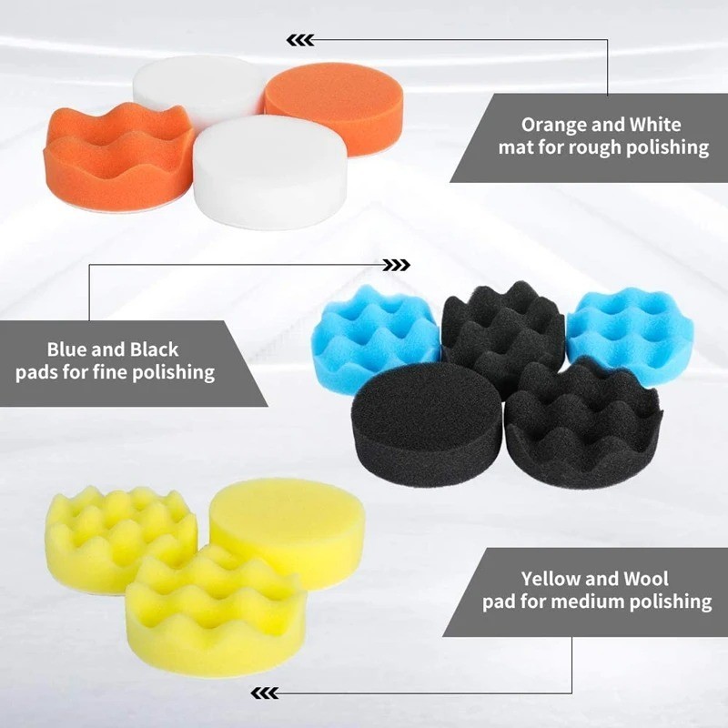 Foam Car Polishing Pads Kit Buffer Wax Sponge Pads Auto Scratch Removal
