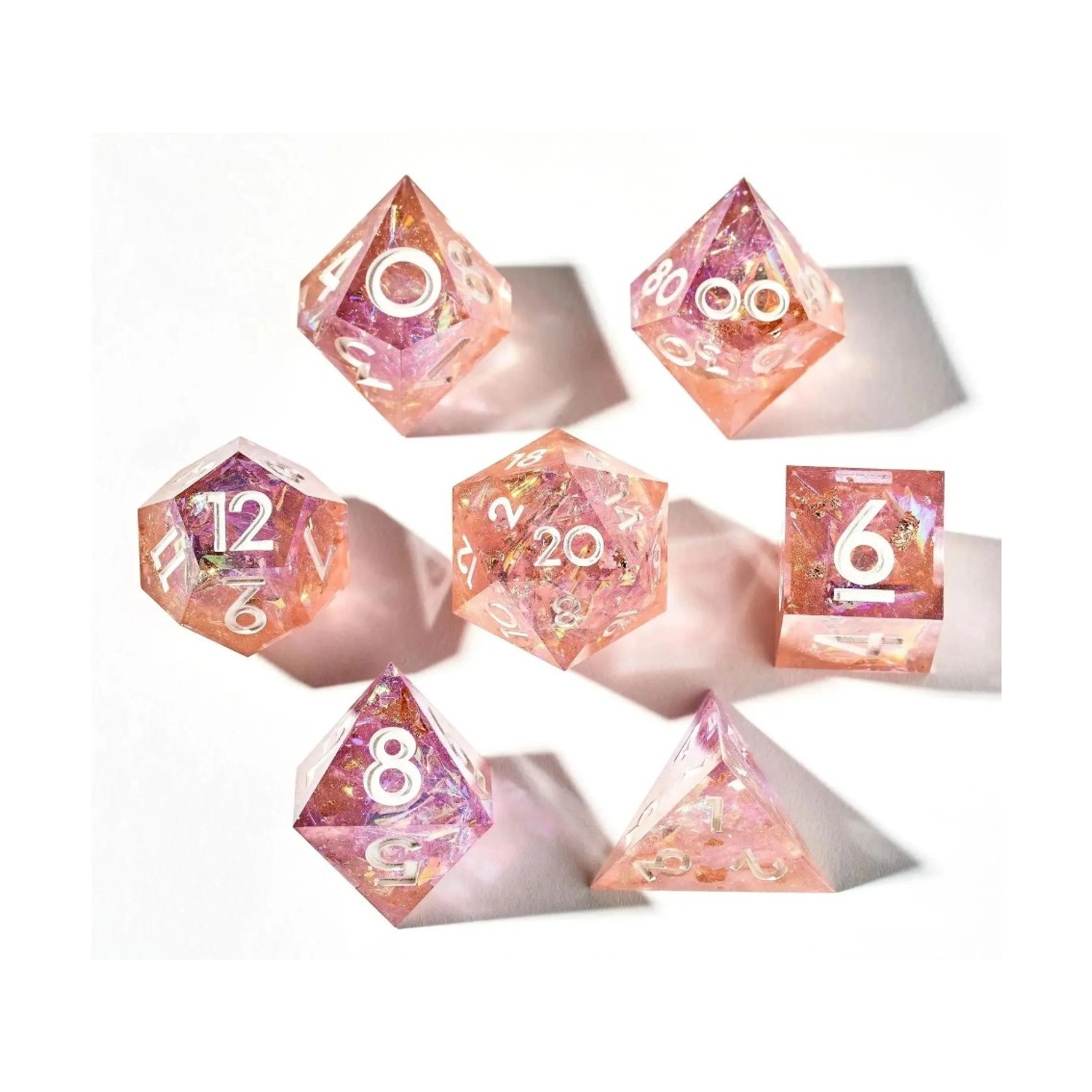 Dispel Resin Dice Set Poly Set - Chiffon Petals (7) New
