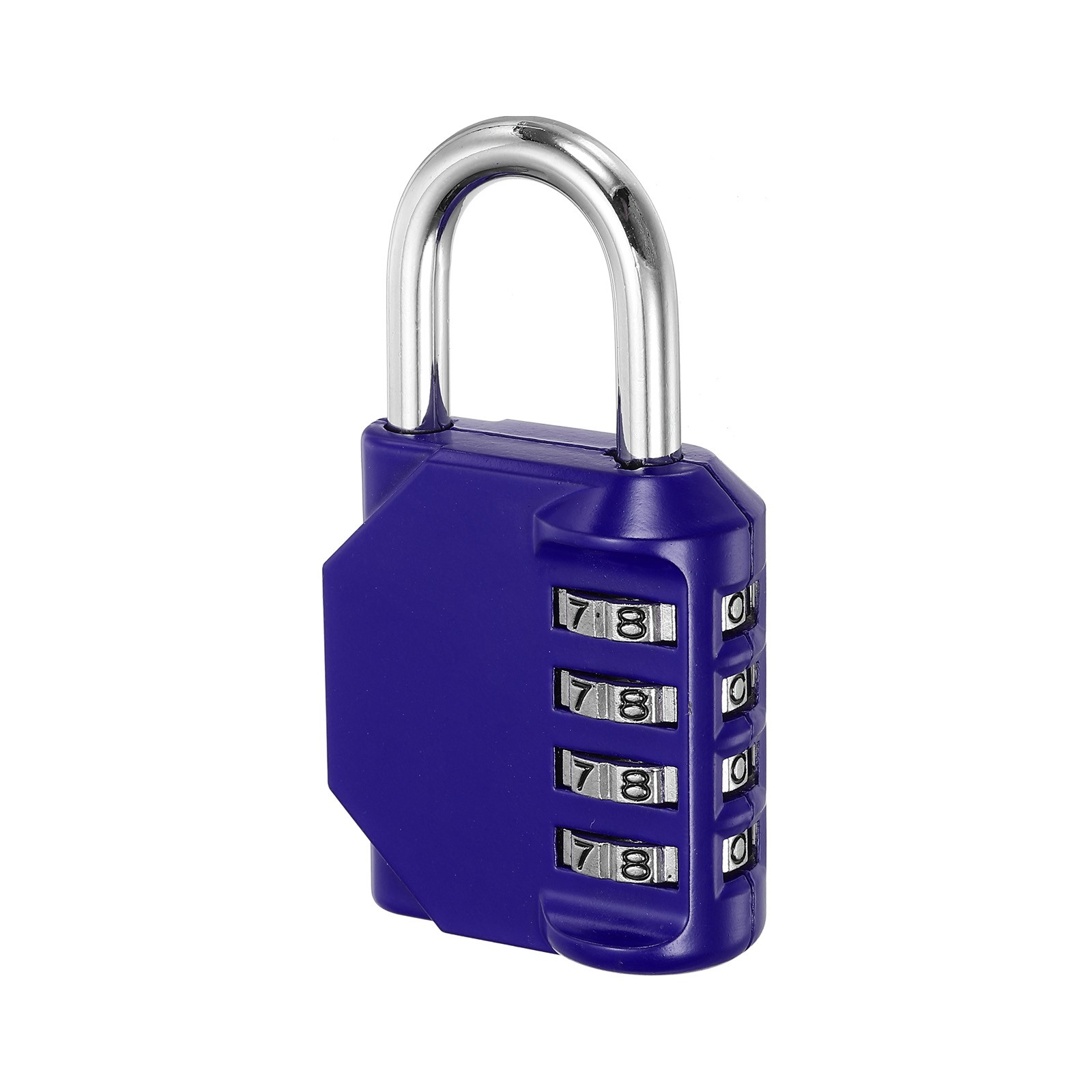 3" Long 4 Digit Combination Padlock, Zinc Alloy Resettable Lock, Blue