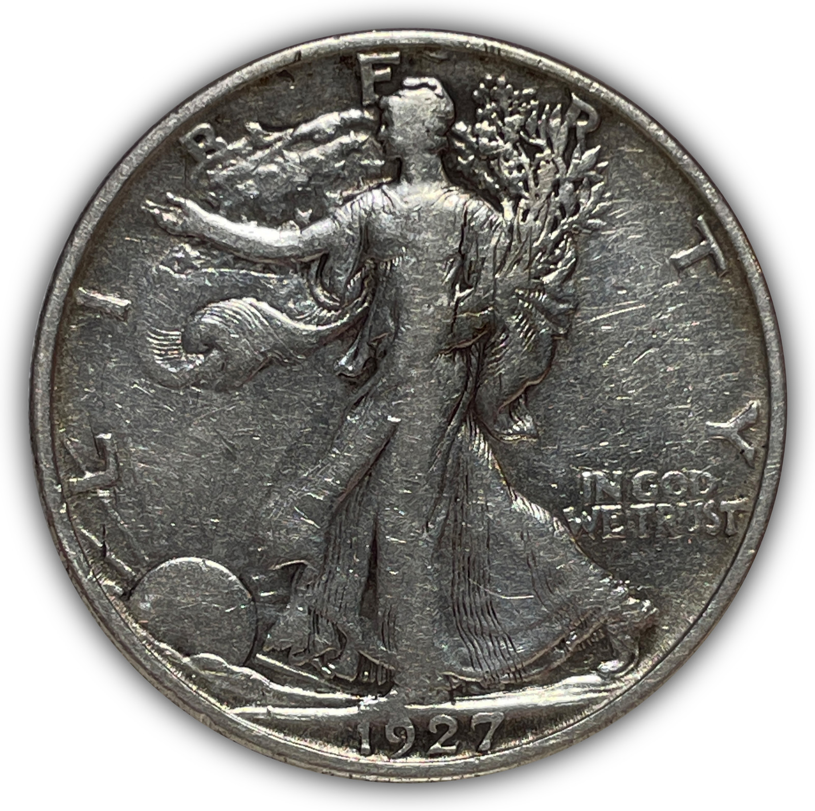 1927-S Walking Liberty Half Dollar Extremely Fine XF Coin, Cleaned #26320