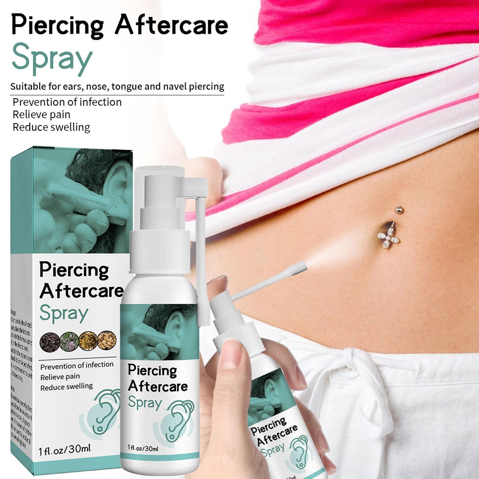 Piercing Aftercare Spray Saline Solution suitable for Piercings Bumps Accelerate