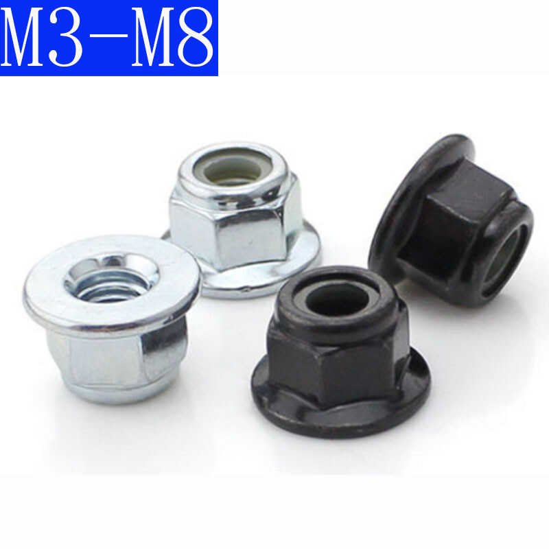 M3 M4 M5 M6 M8 Flanged Nyloc Nuts Flange Nylon Insert Locking Nut Stop Nuts new