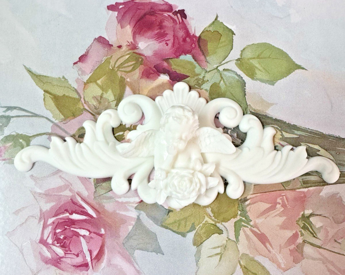 DIY Applique Furniture & More Moulding Shabby & Chic Rose Cherub Flexible W/Heat
