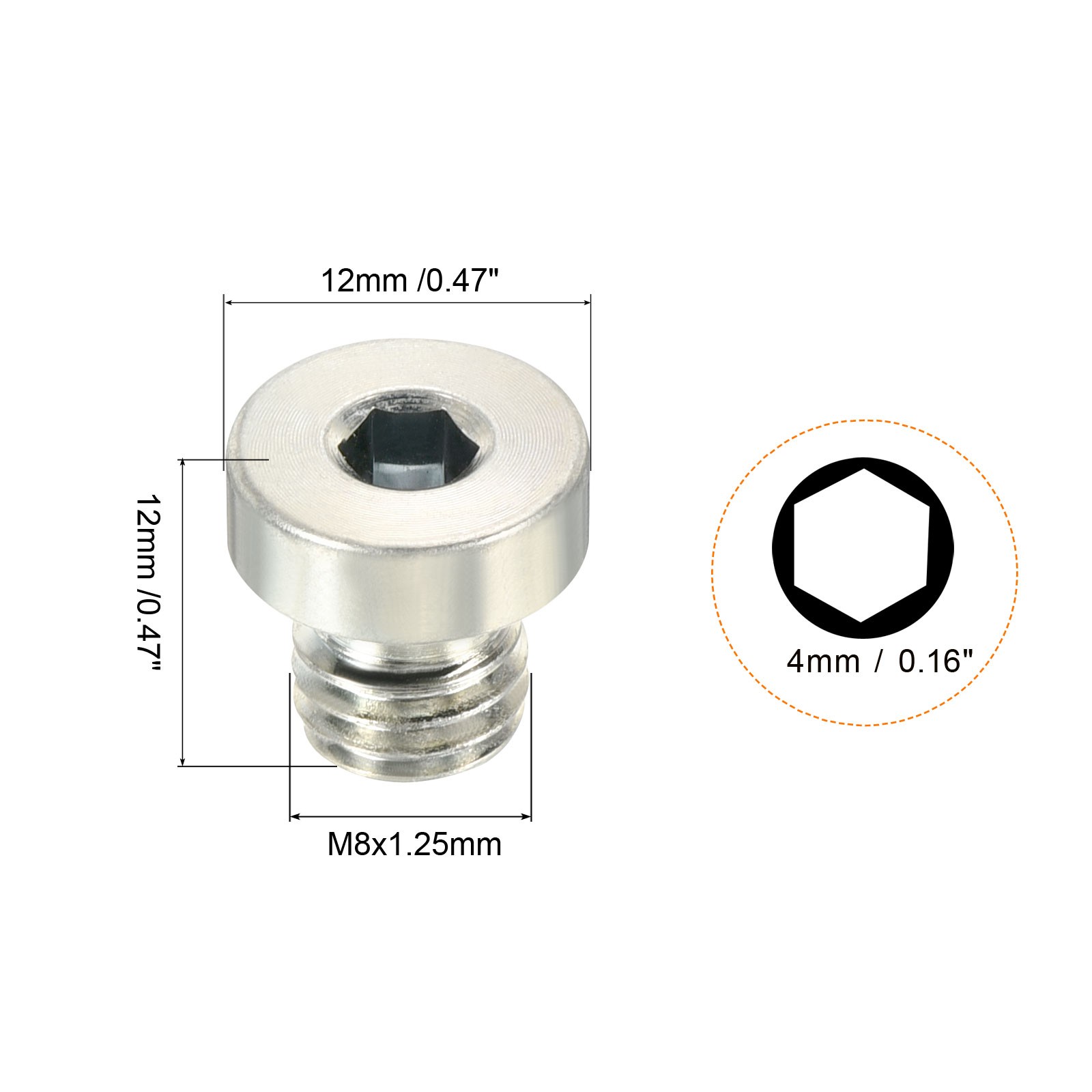 M8*1.25 Hex Head Pipe Fitting Plug, Male Thread 45# Steel Plug