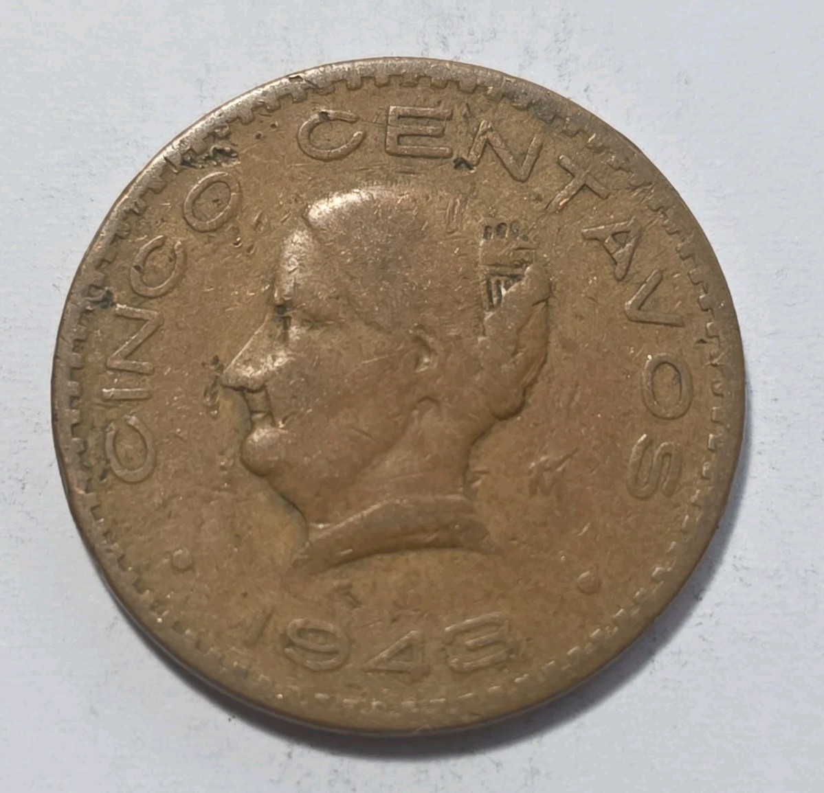 1943 Mexico 5 Centavos Coat Of Arms, Josefa Ortiz de Dominguez