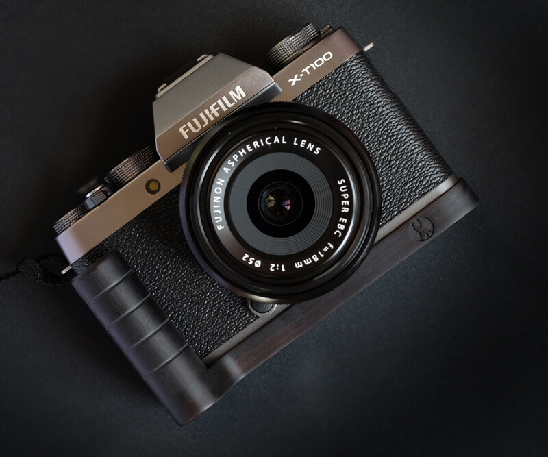 Handmade Black Wooden Ebony Handle Grip L Plate f Fujifilm Fuji X-T100 Camera