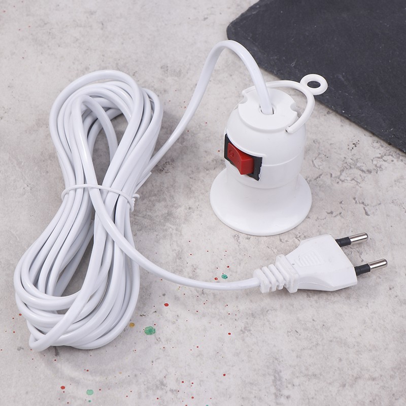 EU Plug 4M Power Cord E27 Lamp Base Holder With Switch For Pendant Led Bulb