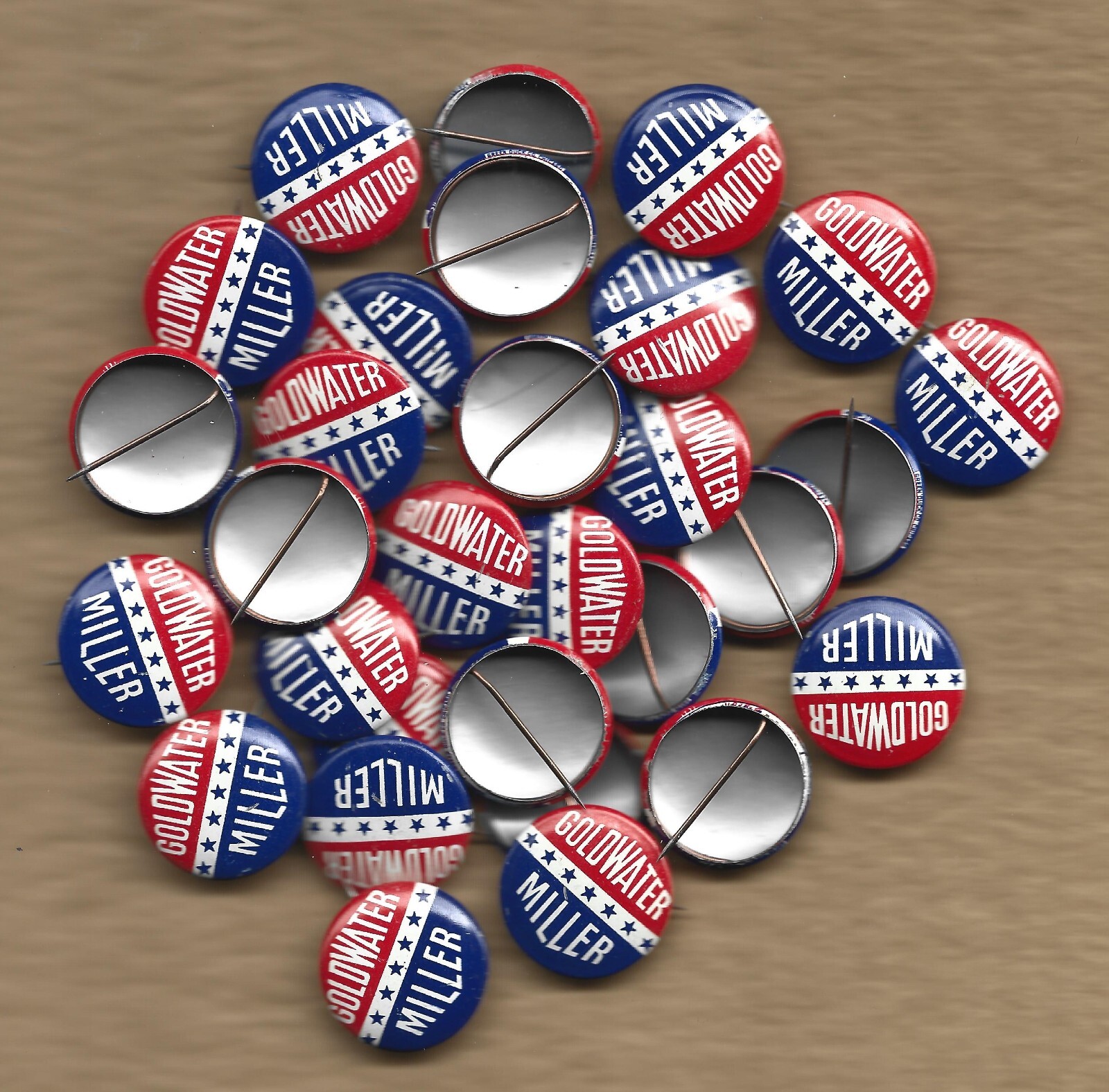 1964(Lot of 30)  Goldwater & Miller - 7/8"/ Presidential Campaign Buttons(PinL8)