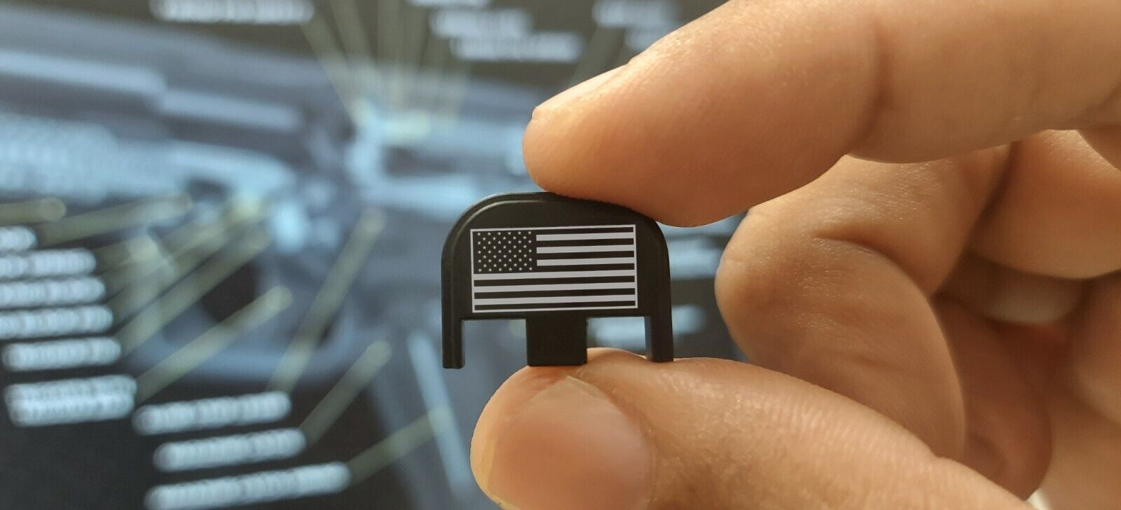 GLOCK REAR SLIDE BACK COVER PLATE Models 19 17-45 Gen 1-5 Bastion Logo USA Flag