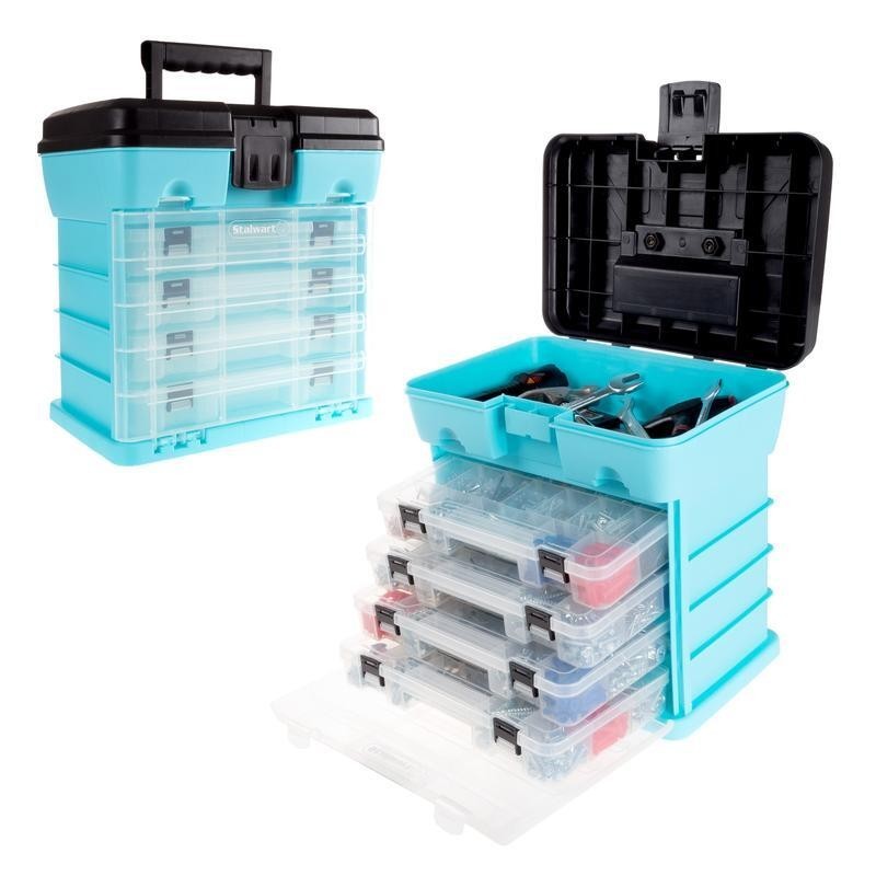Durable Utility Box W/ 4 Drawers 19 Compartments Tools Hardware Crafts New