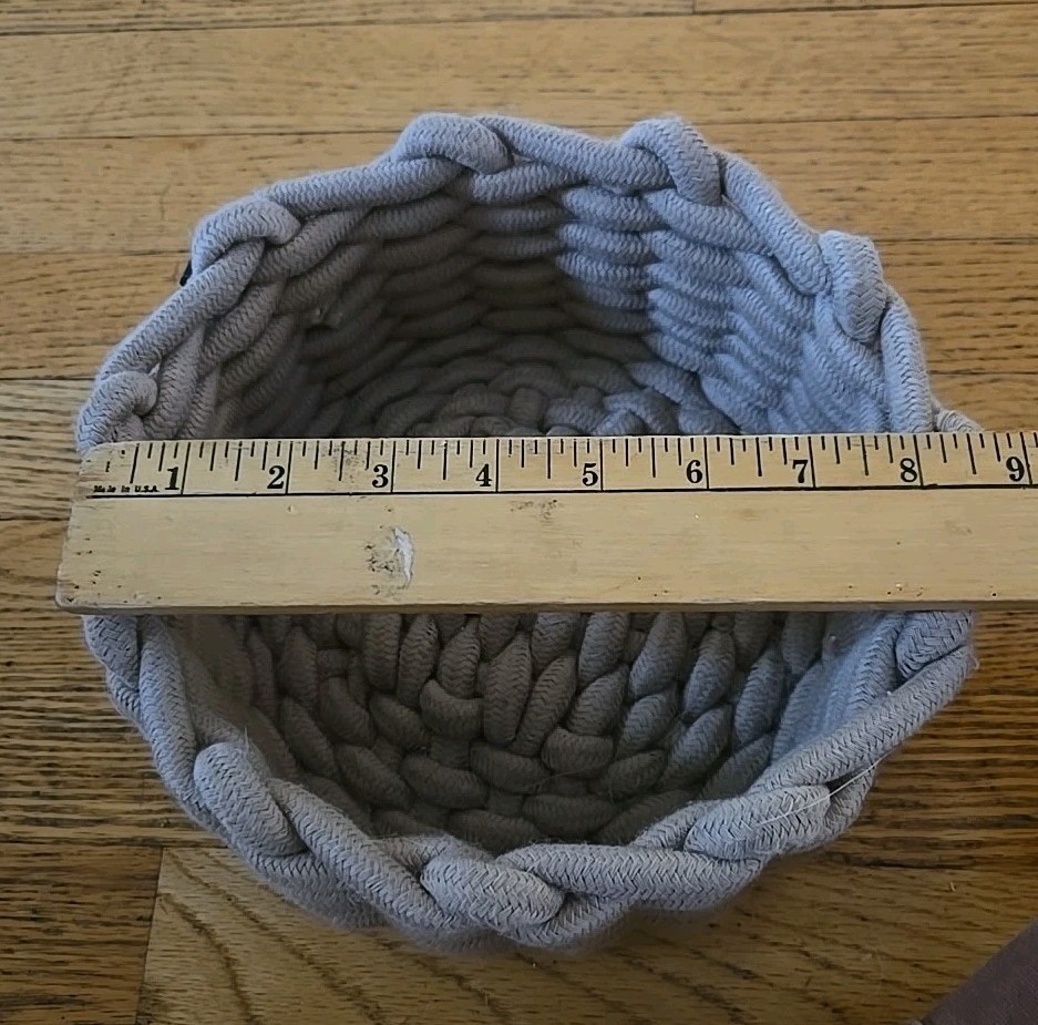 UGG Woven Braided Soft Round Storage Basket Bin Beige 8.5"