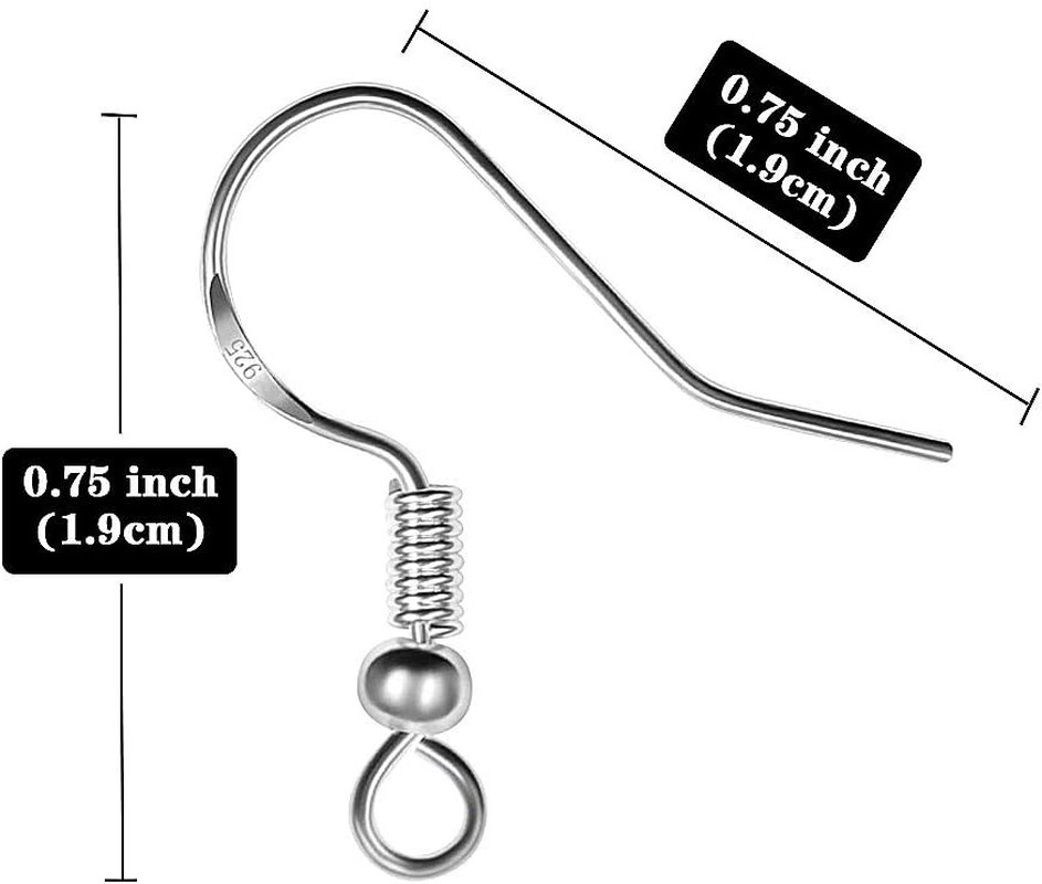925 Sterling Silver Earring Hooks for Jewelry Kit Making Supplies 120Pcs/60Pairs