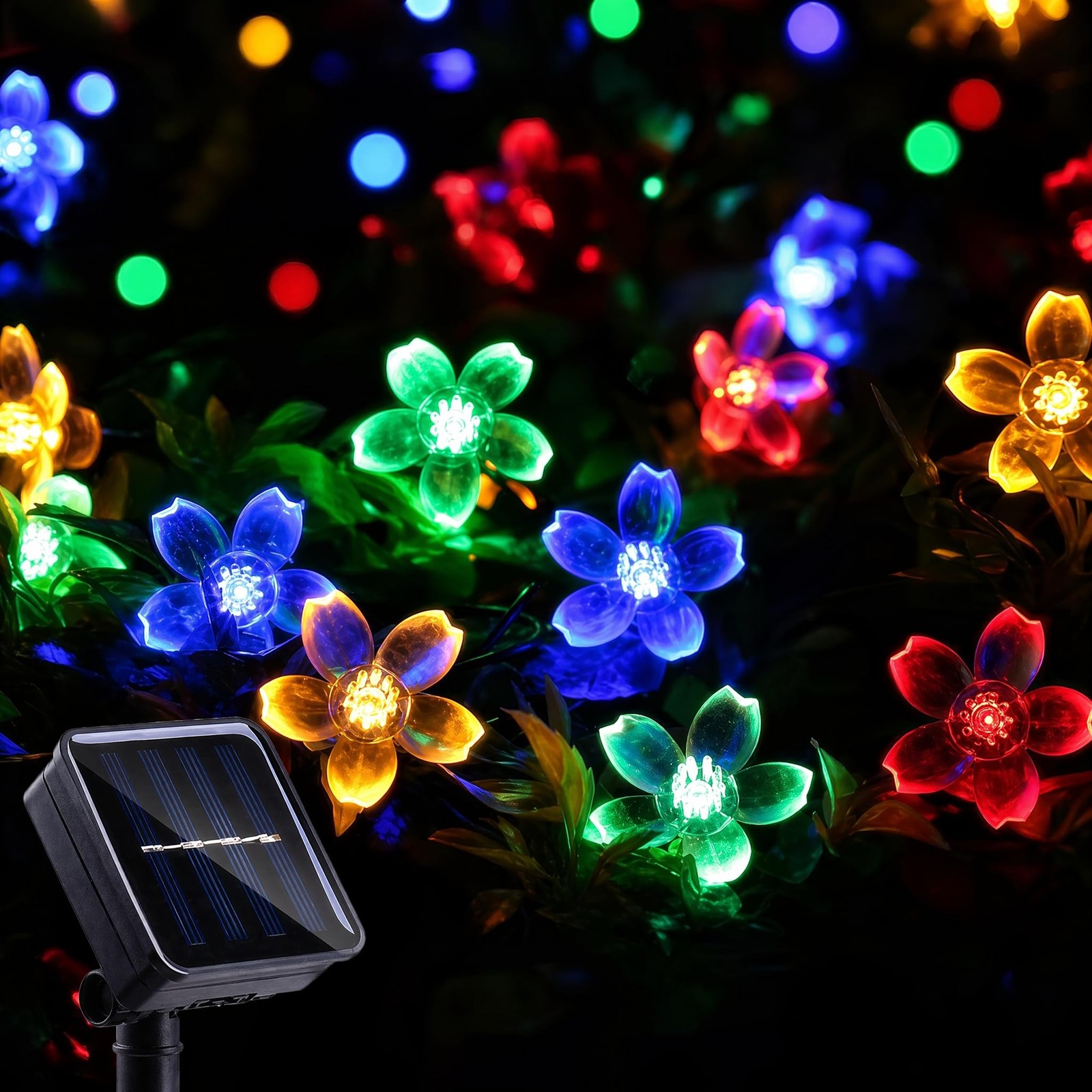 Solar Flower String Lights Outdoor Waterproof 50 LED Solar Powered Fairy Ligh...