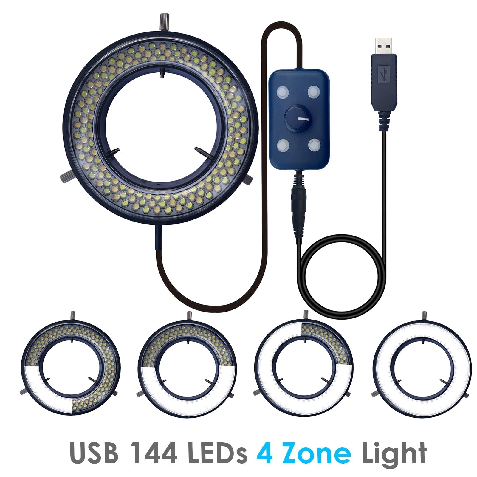 Microscope Ring Light Source Adjustable Illuminator for Lab Stereo Microscope &