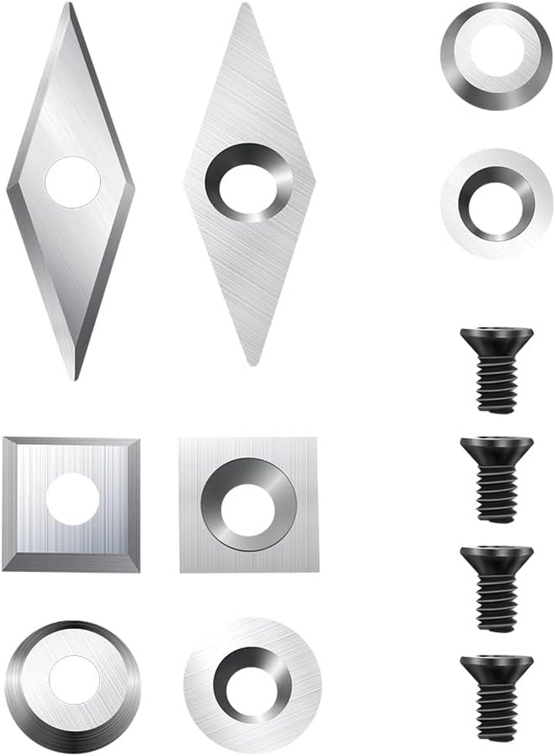 12Pcs Tungsten Carbide Cutters Inserts Set, Lathe Tools for Wood Lathe Turning T