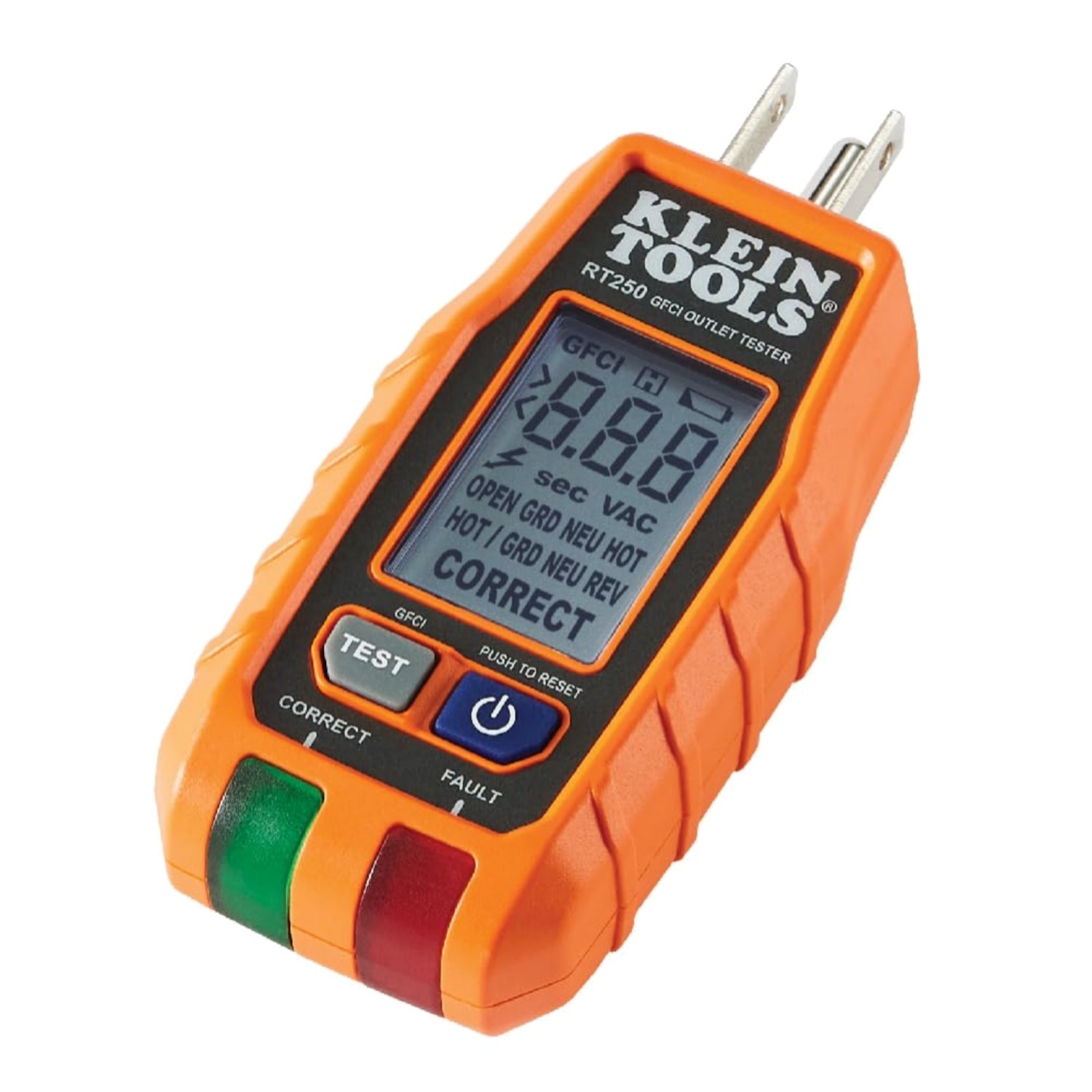 Klein Tools GFCI Receptacle Tester with Backlit LCD & Auto-Hold Function - 120V