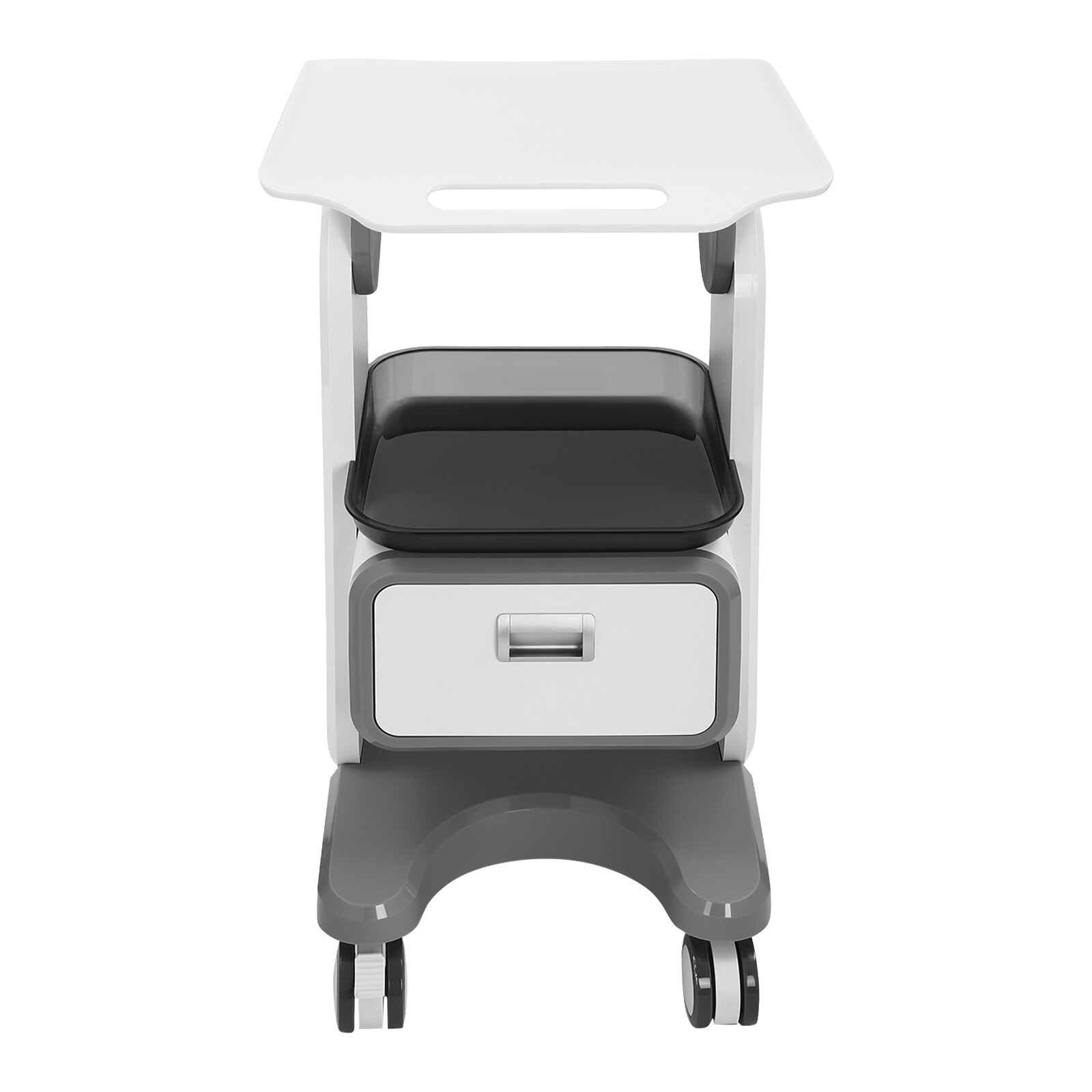 Mobile Medical Trolley Cart Rolling Cart w/ 1 Drawer & 2 Tray 4* Universal Wheel