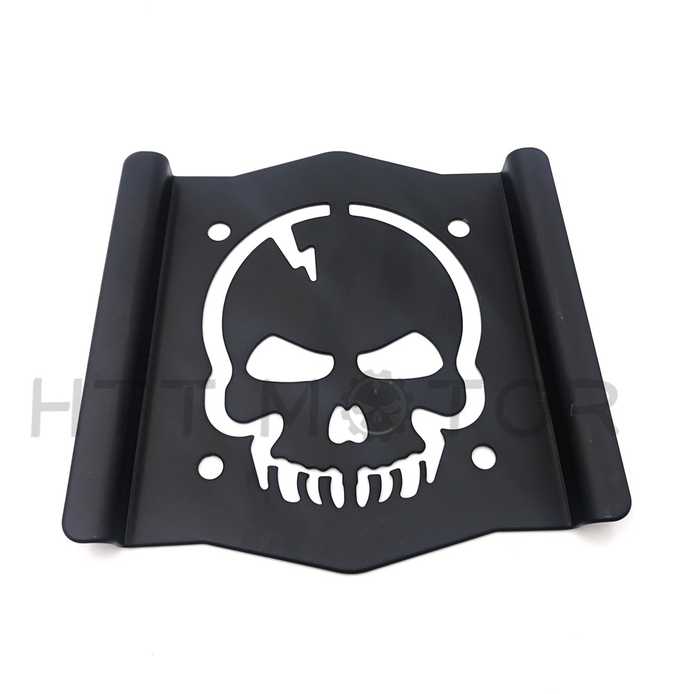 Skull Backrest Sissy Bar Plate Matt Black Universal Fit