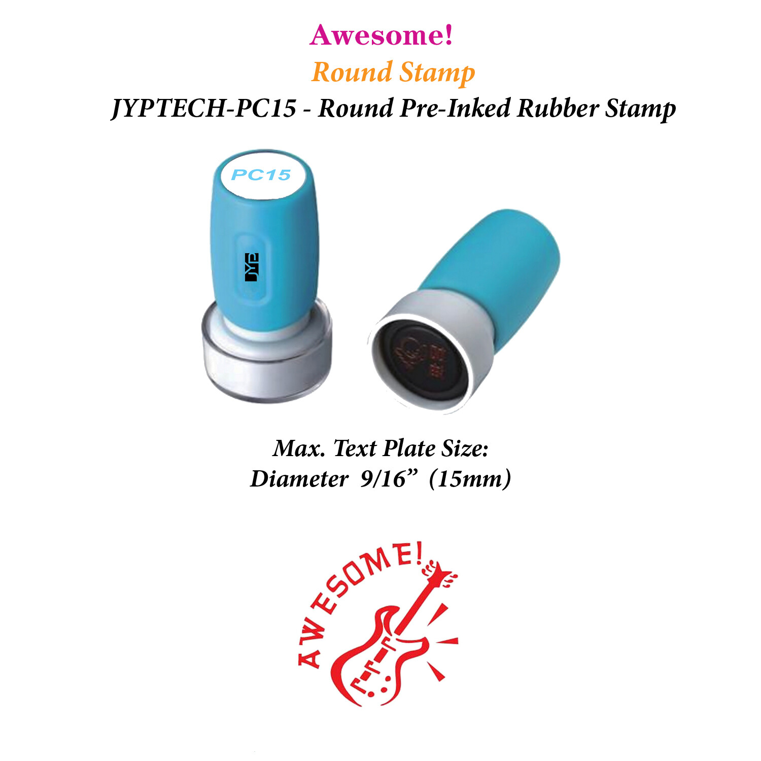 Awesome!  JYP PC15  Pre-Inked Rubber Teacher Stamp (Red Ink)