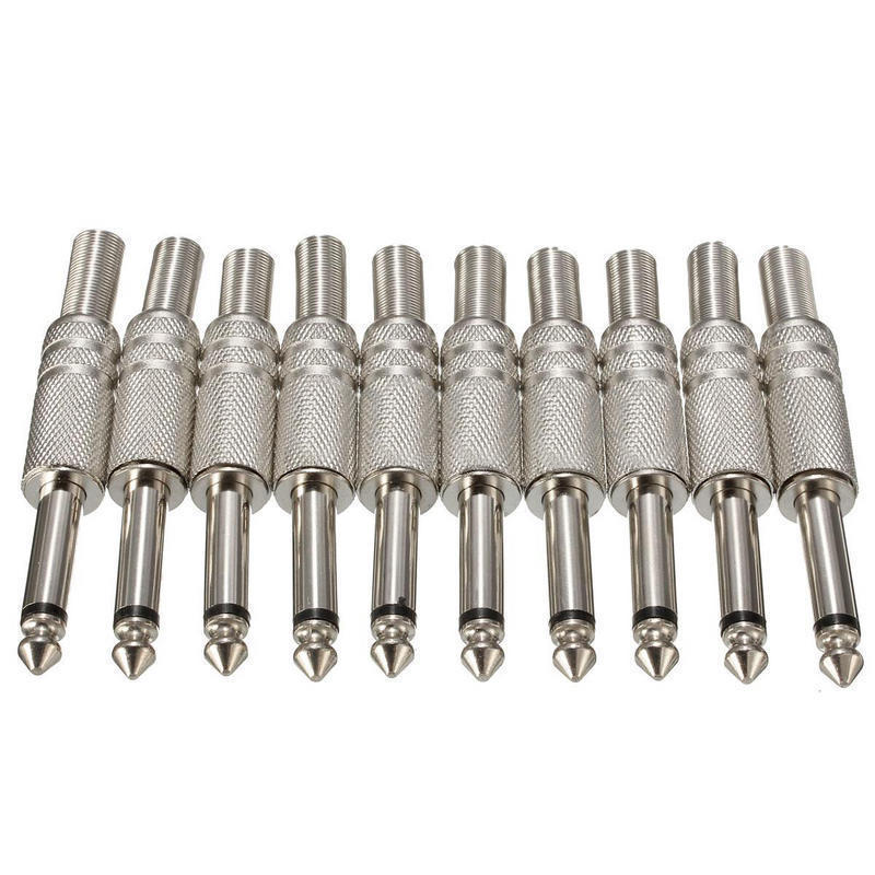 10Pcs Pack 1/4'' 6.35mm Male Mono Monaural Audio Cable Jack Connector Plug US
