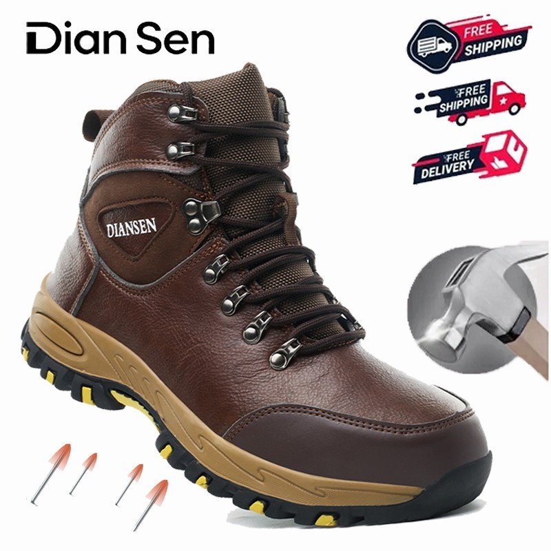 Men's Steel Toe High Top Work Boots - Waterproof Puncture Proof Safety Shoes US