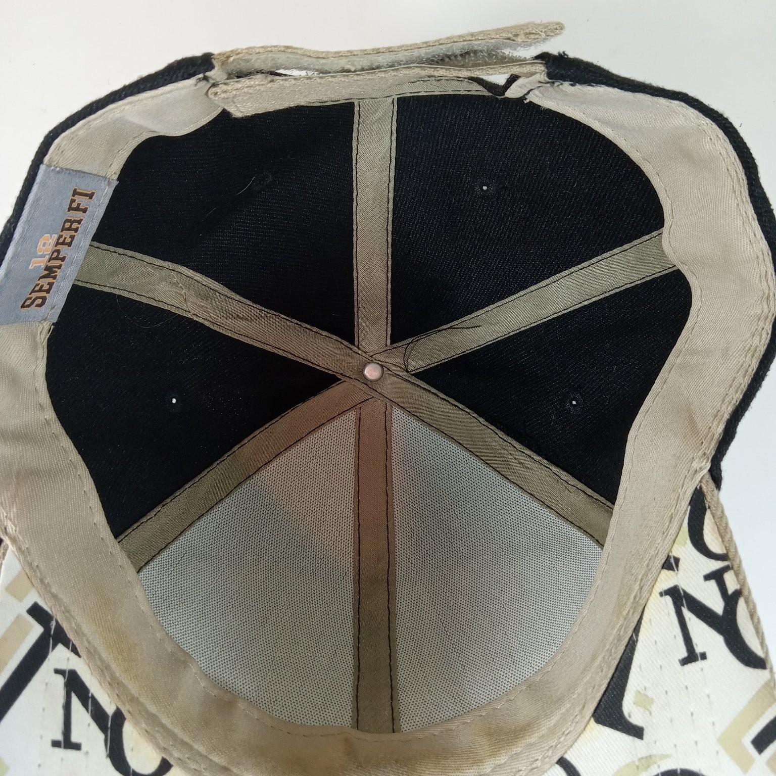 New Orleans Adjustable Strapback Hat Black Khaki Semper Fi