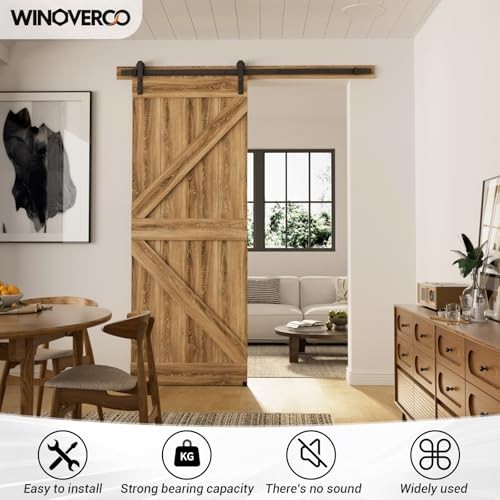 72”/6FT Sliding Barn Door Hardware Kit with Adjustable U Shape Barn 72"/6FT