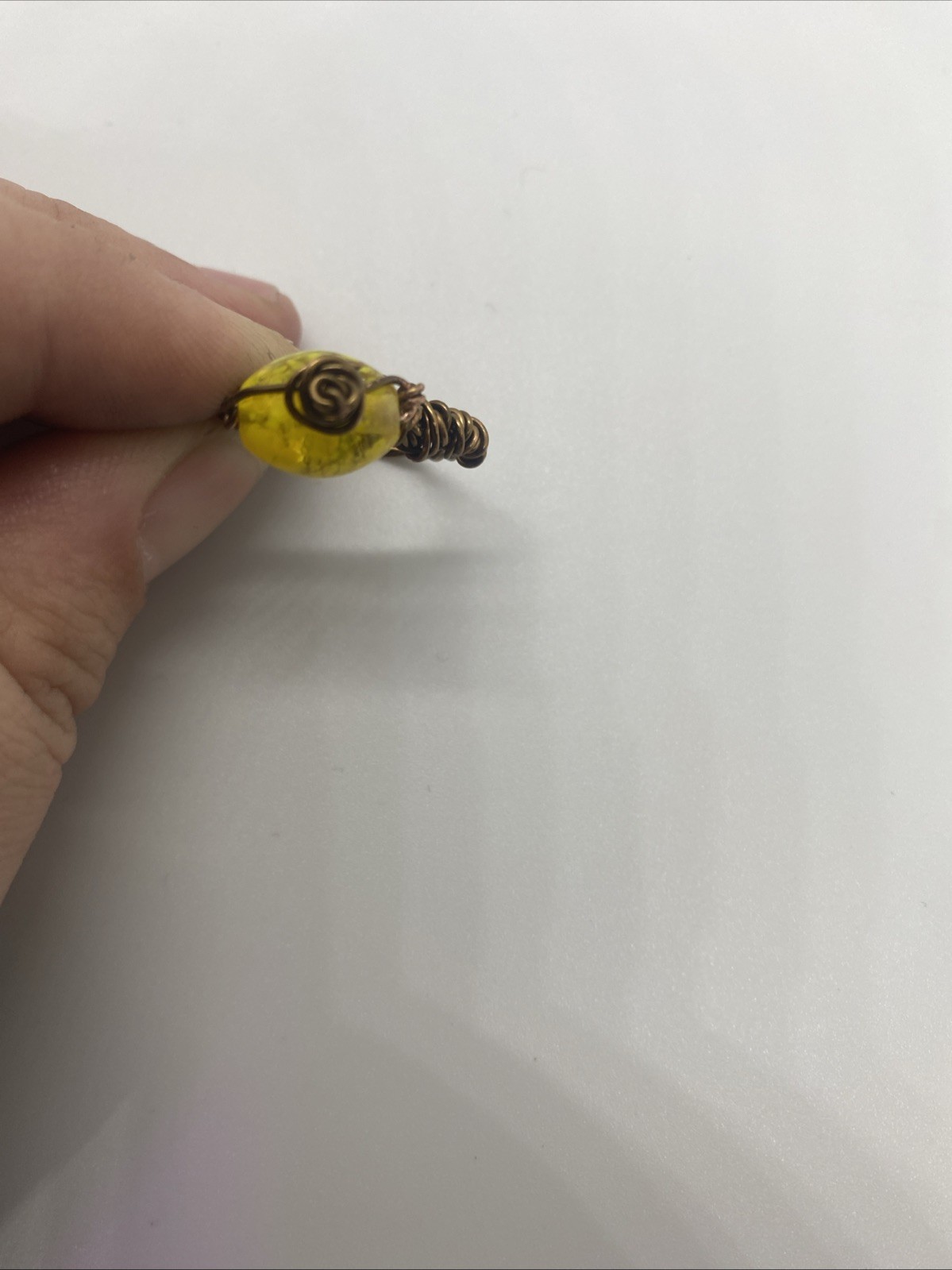 Yellow Bead Twist Ring