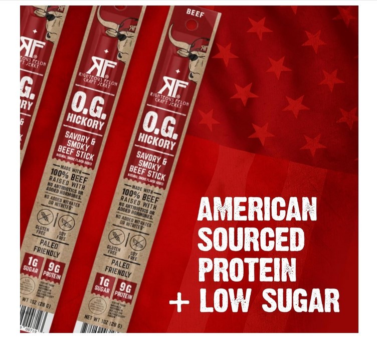 Righteous Felon OG Hickory Beef Meat Sticks 24 Pack - 1oz Gluten Free Keto Paleo