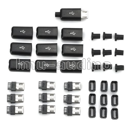 50pcs Micro USB Type B Male Plug Connector Kit with Plastic Cover DIY