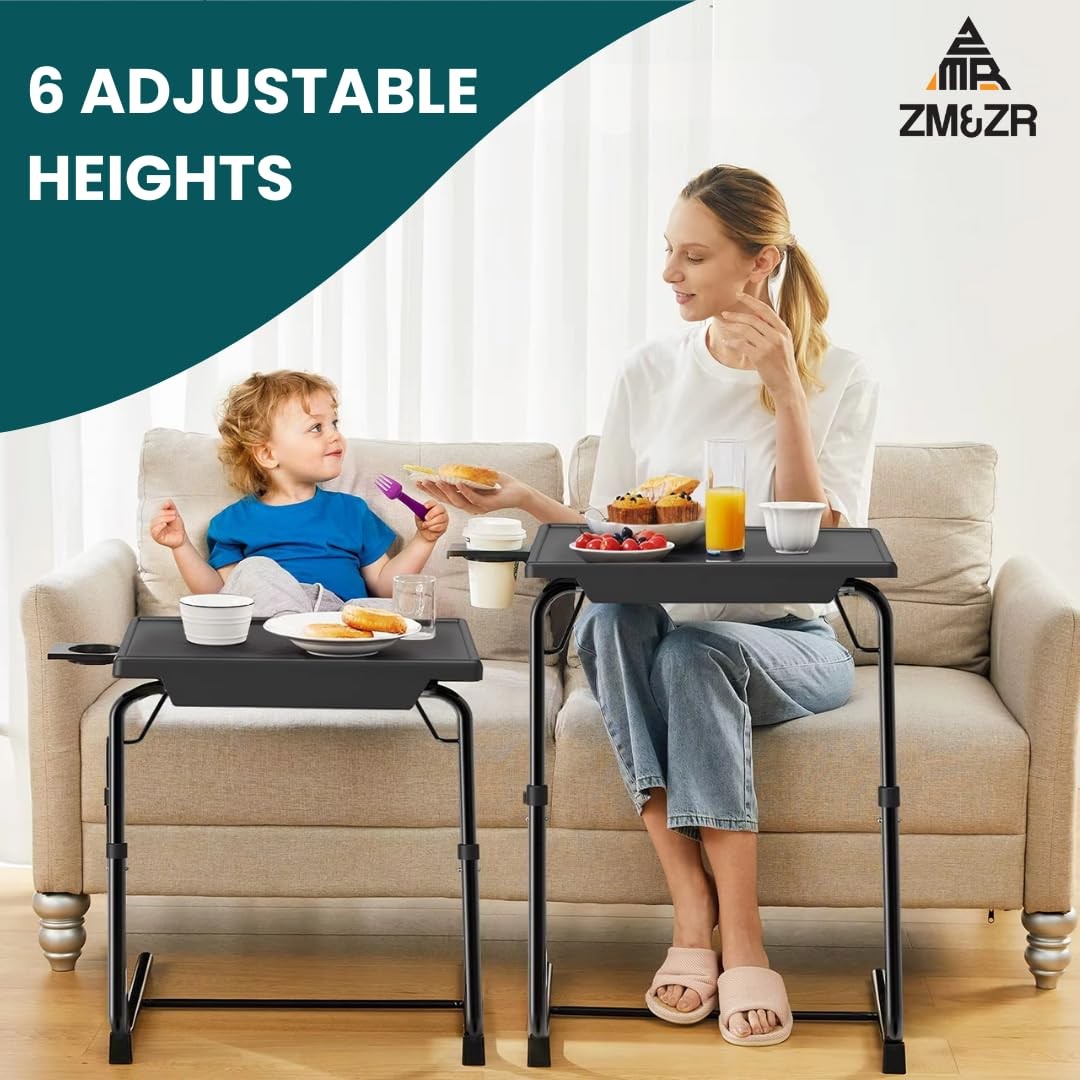 TV Tray – 6 Adjustable Height Levels & 3 Tilt Angles – Foldable Multipurpose ...