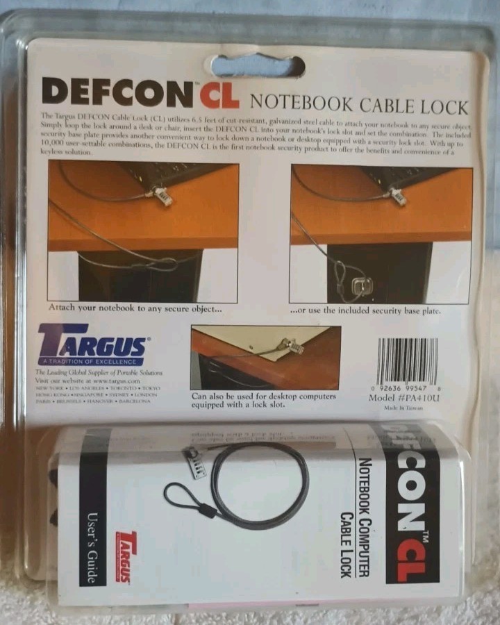 Targus Defcon CL Notebook Laptop PC Desktop Combo Cable Lock Security PA410U New