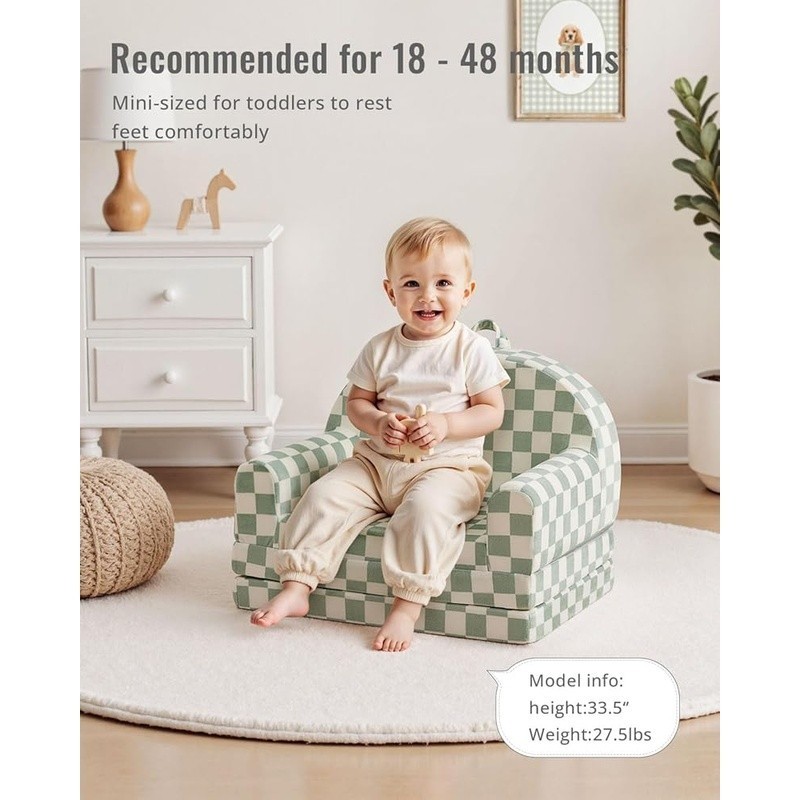 Toddler Fold Out Couch 2-in-1 Convertible Sofa Lounger Safe Kids Furniture New