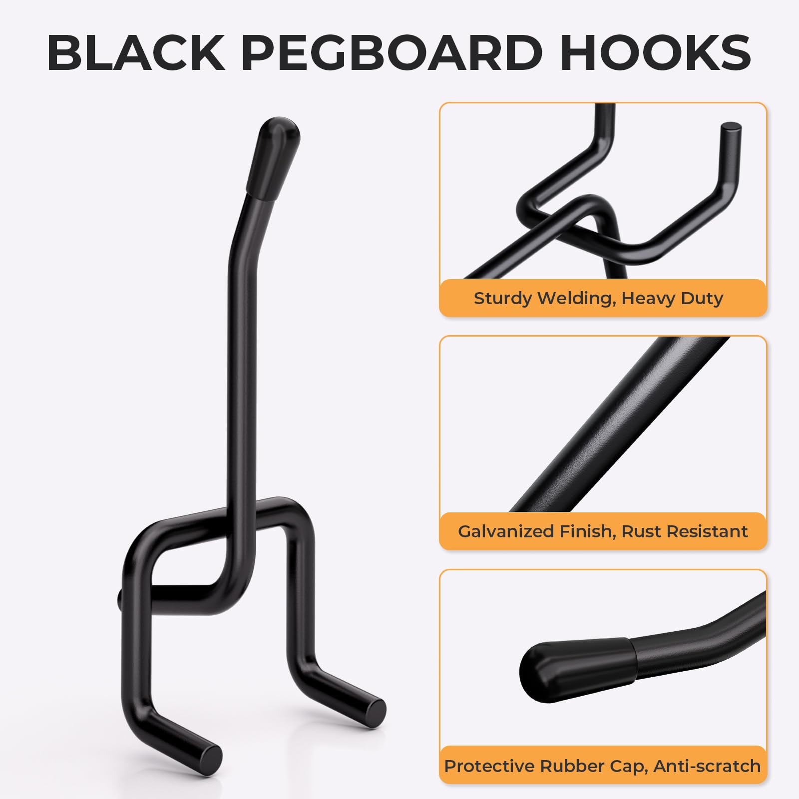 INCLY 50 Pack Black Pegboard Hooks, 2 Inch Peg Board Hooks 2 Inch,