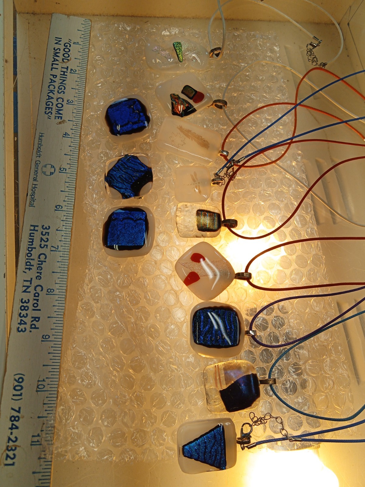 FUSED GLASS JEWELRY! DICHROIC GLASS LAYERED! 100% GLASS! 12 PCS! USA MADE!