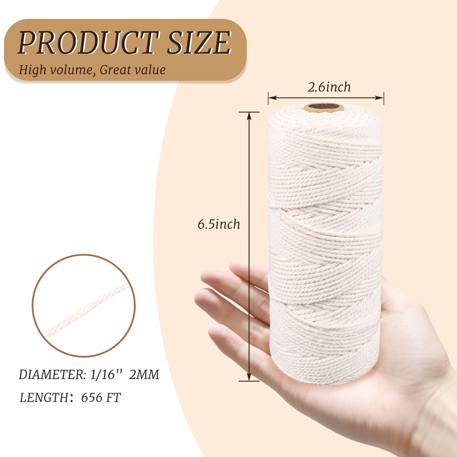 Soft White Cotton Stringâ€‹â€‹ - 2Mm Craft-Grade String for Plant Hangers, Ho...