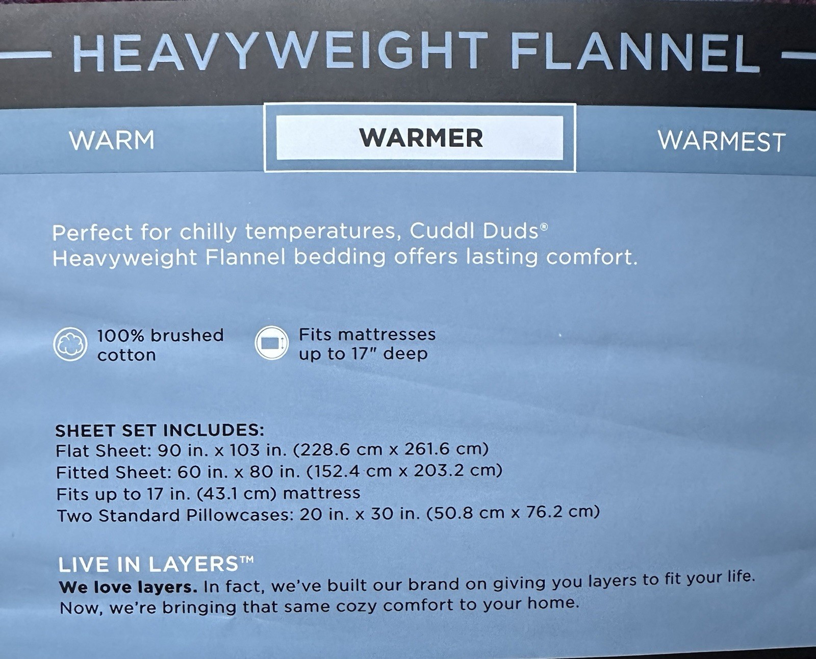 Cuddl Duds Heavyweight Flannel Sheet Set, Plaid 4pc, Sz Q or K, Brand New