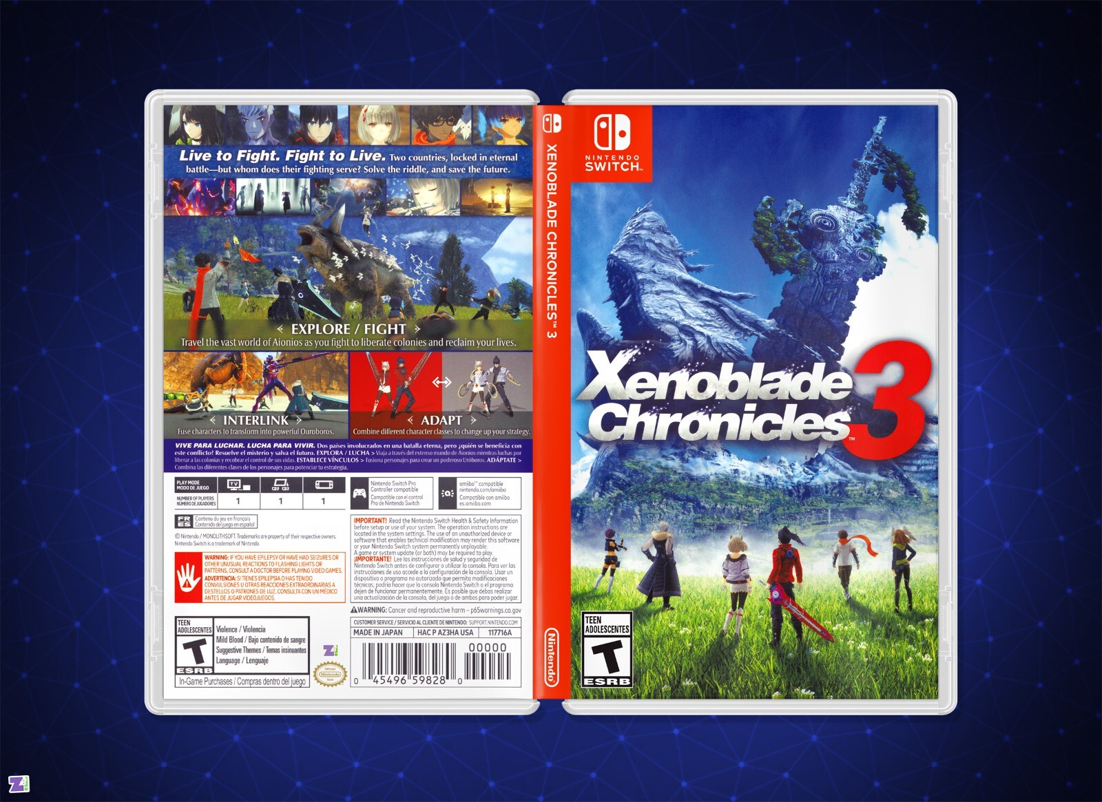 Xenoblade Chronicles 3 COVER ART: Replacement Insert / Case for Nintendo Switch
