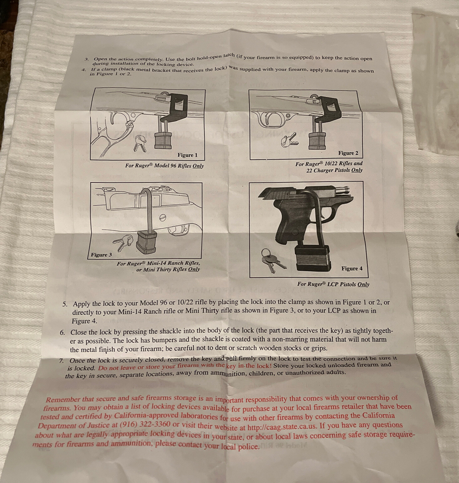 Ruger Firearms Heavy Duty Lock Model 5035A Comes 2 Keys & Instructions New