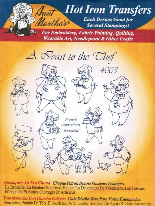 Toast to the Chef #4003 Aunt Martha's Hot Iron Embroidery Transfer Pattern