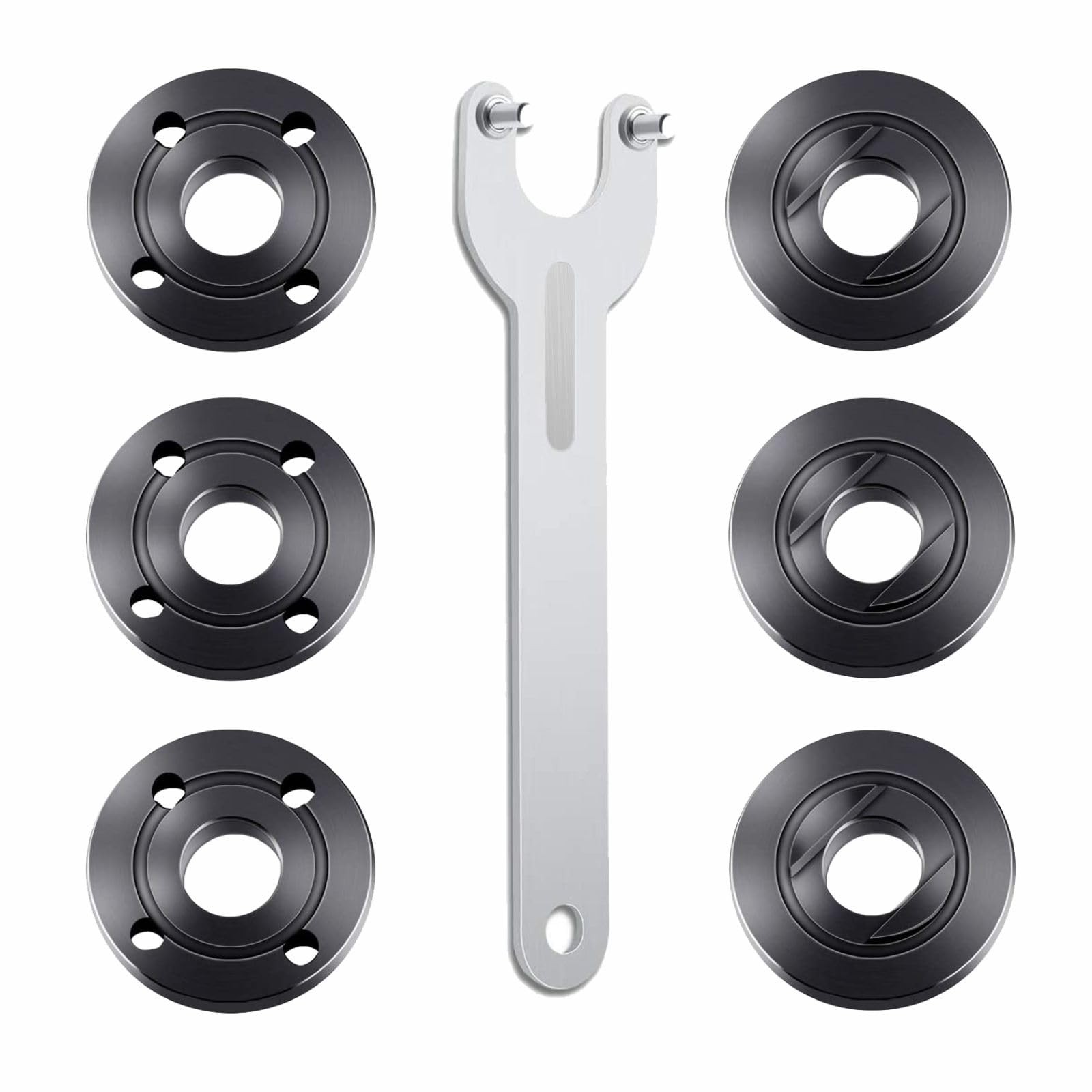 7PCS Angle Grinder Nut Wrench Kit 5/8-11 Flange Onesize, Silver