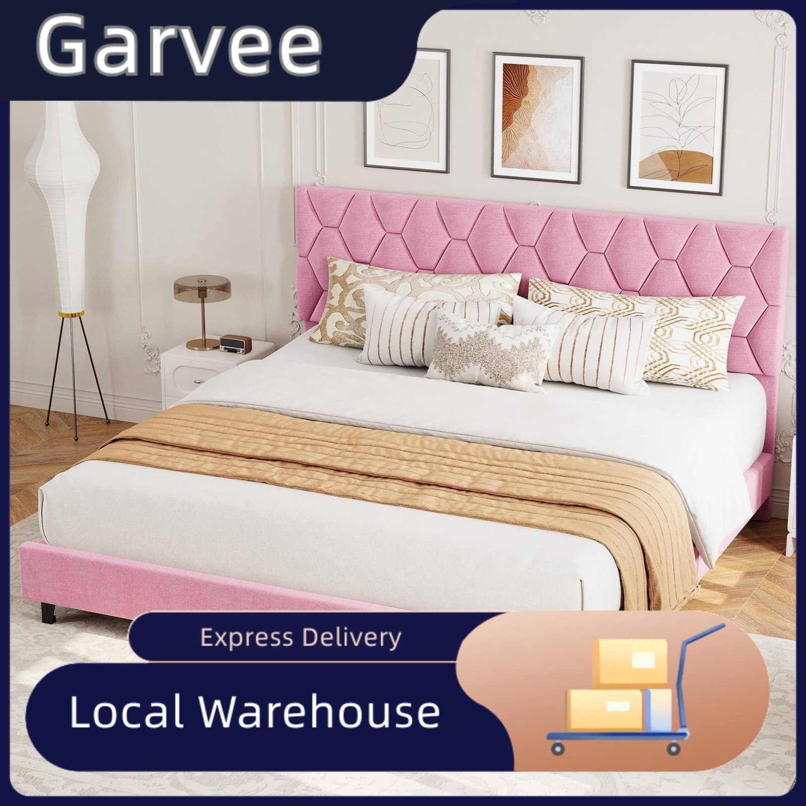Bedroom Furniture Platform Bed Frame, Modern Bed Frame Designed With Triangular