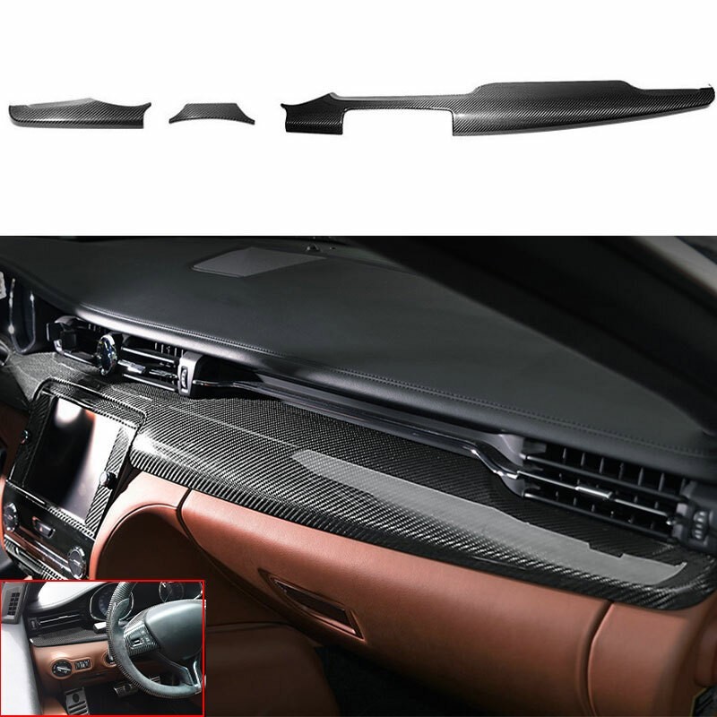 For Maserati Quattroporte 14-21 Carbon Fiber Inner Dash Panel Cover Trim Strips