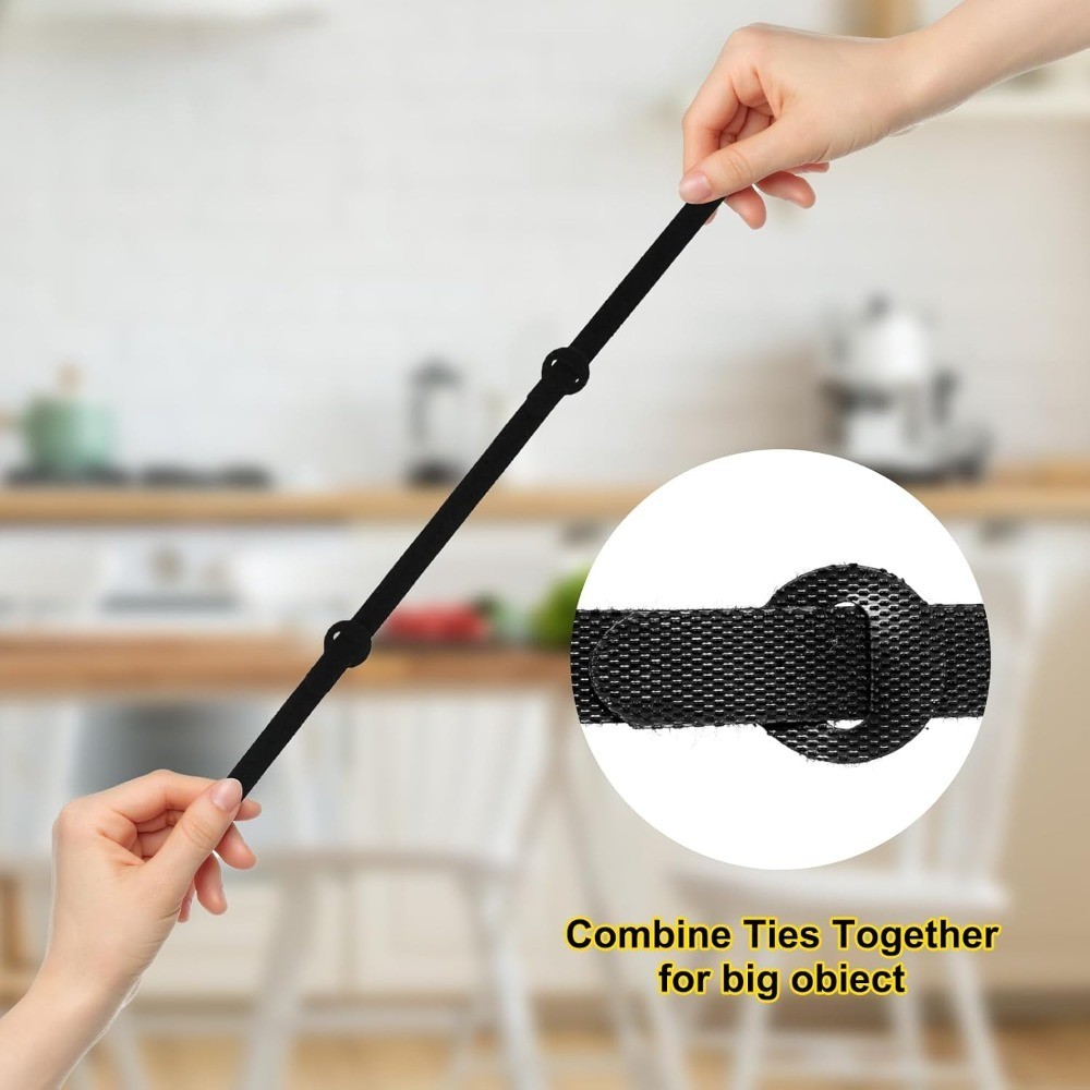 150PCS Reusable Fastener Straps - 6 Inch Cable Management Ties, Adjustable Hook